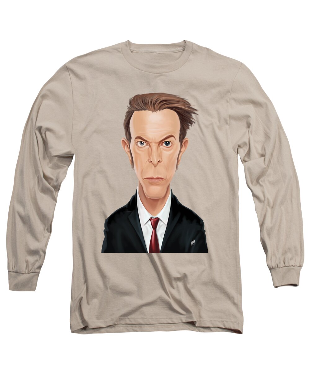 Illustration Long Sleeve T-Shirt featuring the digital art Celebrity Sunday - David Bowie by Rob Snow