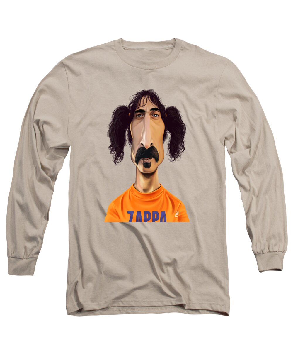 Illustration Long Sleeve T-Shirt featuring the digital art Celebrity Sunday - Frank Zappa by Rob Snow