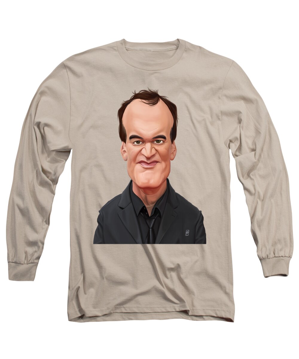 Illustration Long Sleeve T-Shirt featuring the digital art Celebrity Sunday - Quentin Tarantino by Rob Snow
