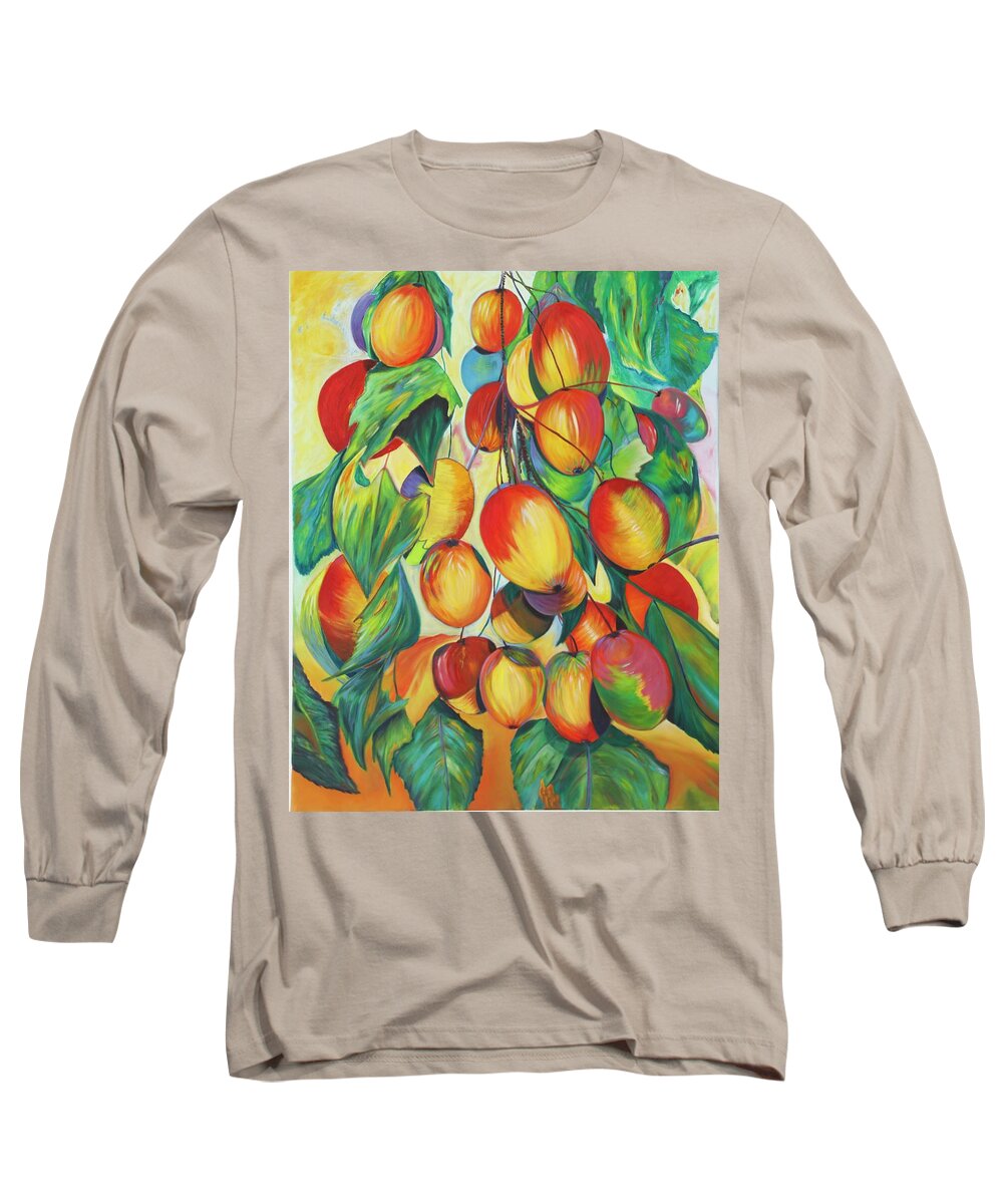 Red Long Sleeve T-Shirt featuring the painting Cherries by Dorsey Northrup