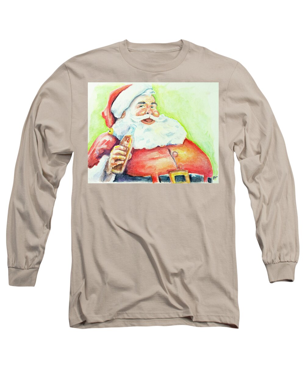 Coke Long Sleeve T-Shirt featuring the painting Classic Santa Clause with Coca-Cola by Brett Hardin