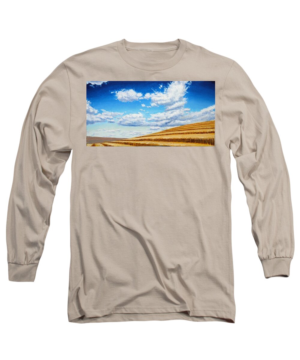 Palouse Long Sleeve T-Shirt featuring the painting Clouds on the Palouse near Moscow Idaho by Leonard Heid