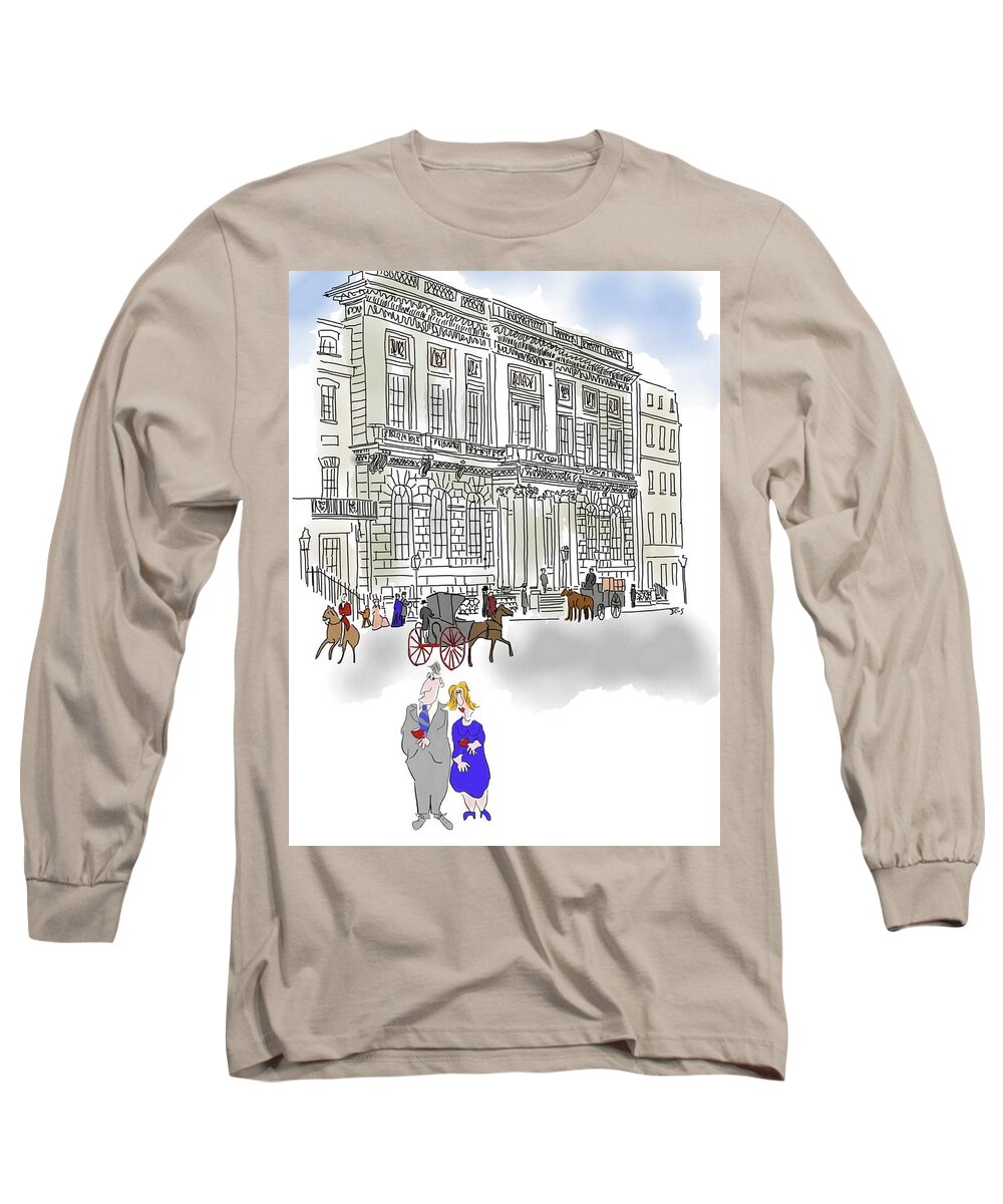  Long Sleeve T-Shirt featuring the drawing O and C #56 by Dan CohnSherbok