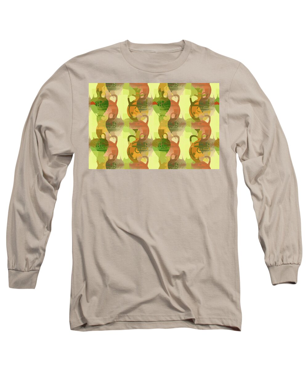 Greek Long Sleeve T-Shirt featuring the digital art Colorful Greek Vases Abstract Pattern-Vessels not a few by Shelli Fitzpatrick