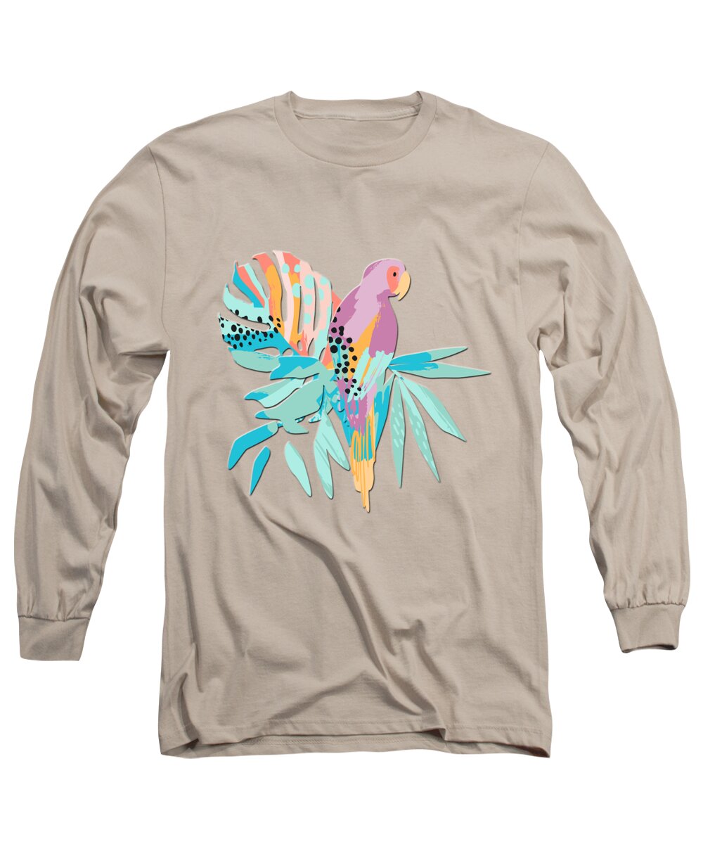Parrott Long Sleeve T-Shirt featuring the digital art Colorful Jungle Parrot by HH Photography of Florida