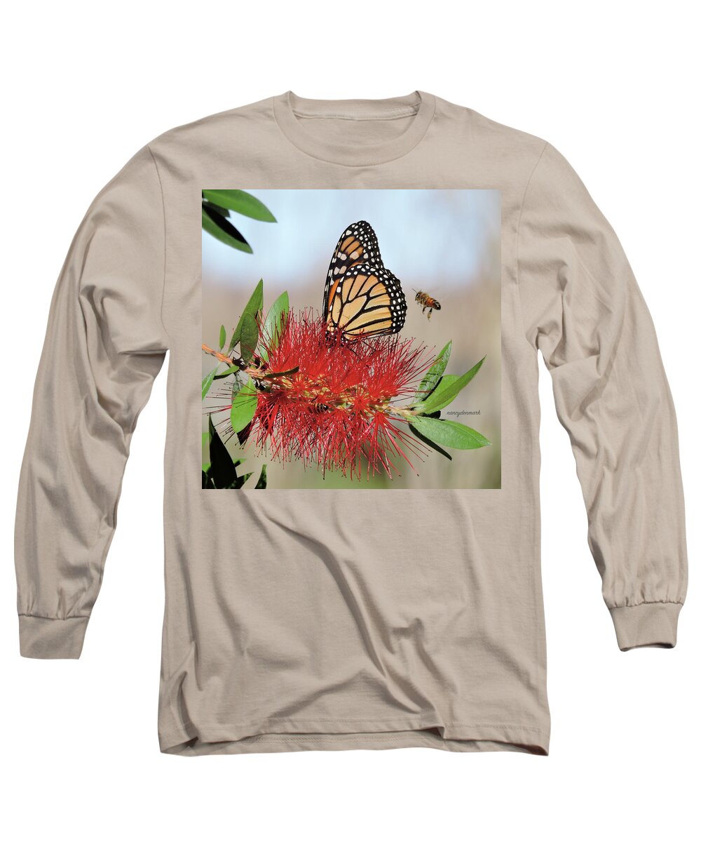 Monarch Long Sleeve T-Shirt featuring the photograph Coming In For A Landing by Nancy Denmark