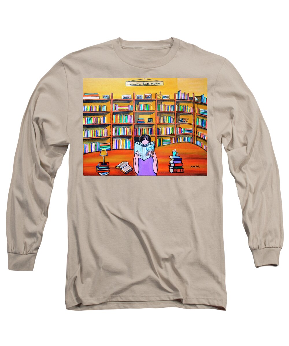 Booklovers Long Sleeve T-Shirt featuring the painting Commissioned art for a book lover by Manjiri Kanvinde