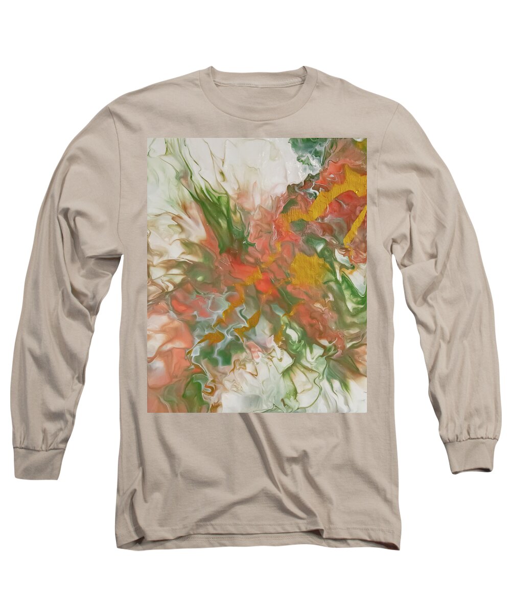 Pour Long Sleeve T-Shirt featuring the mixed media Coral 2 by Aimee Bruno