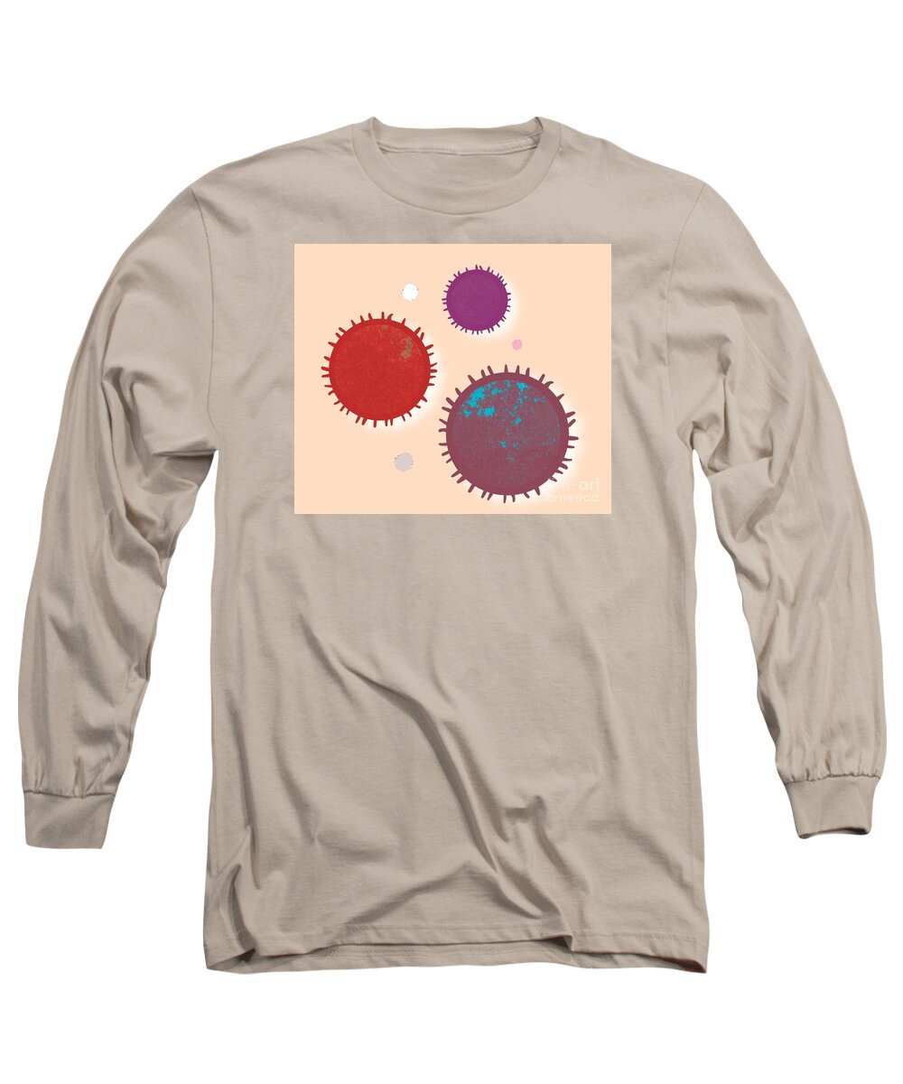 Coronavirus Long Sleeve T-Shirt featuring the painting Coronavirus - abstract by Vesna Antic
