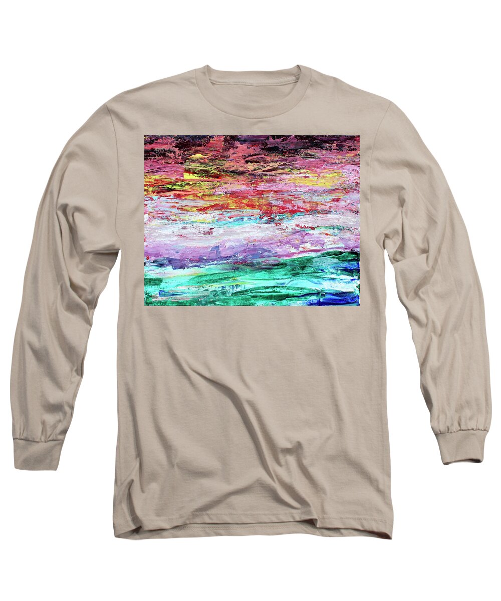 Ocean Long Sleeve T-Shirt featuring the painting Dark Sky by Teresa Moerer