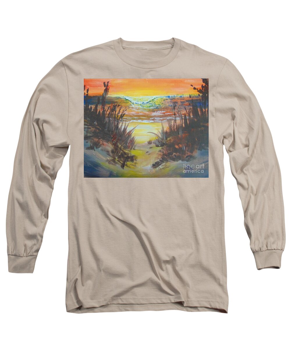 Beach Long Sleeve T-Shirt featuring the painting Dawn's Early Light by Saundra Johnson