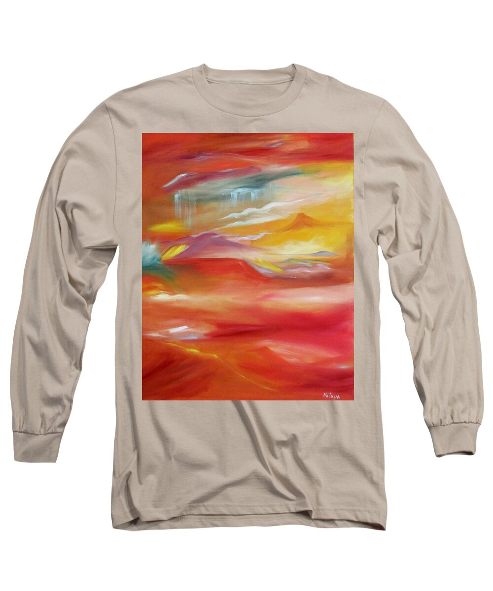 Desert Rain Long Sleeve T-Shirt featuring the painting Desert Rain by Nataya Crow
