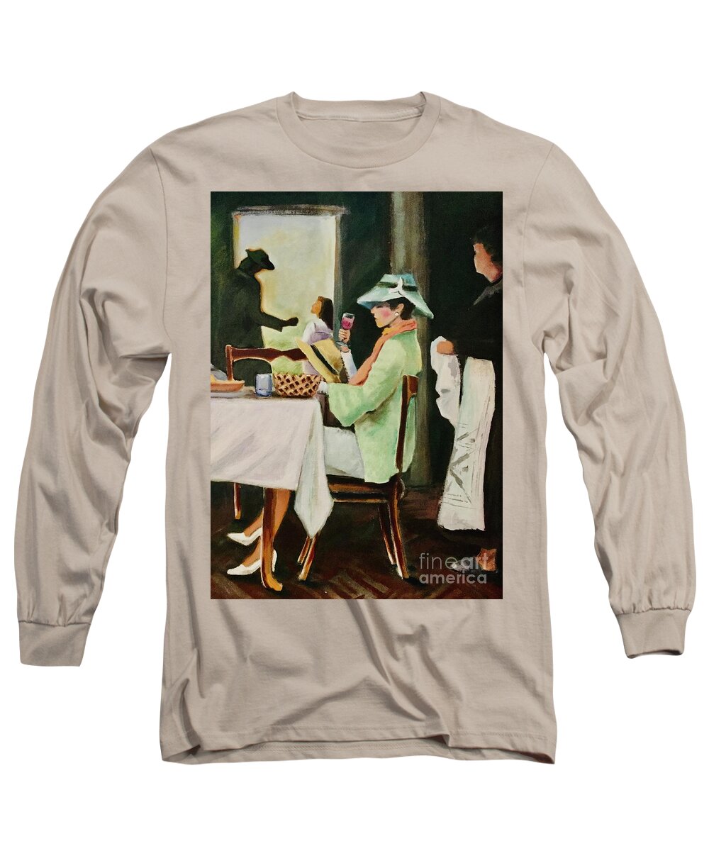 Dinning Long Sleeve T-Shirt featuring the painting Dinning by Lana Sylber