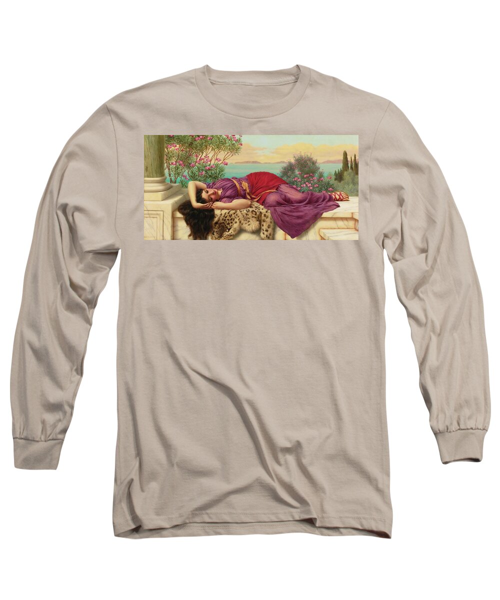  Long Sleeve T-Shirt featuring the painting Dolce far Niente Sweet Do Nothing by John William Godward