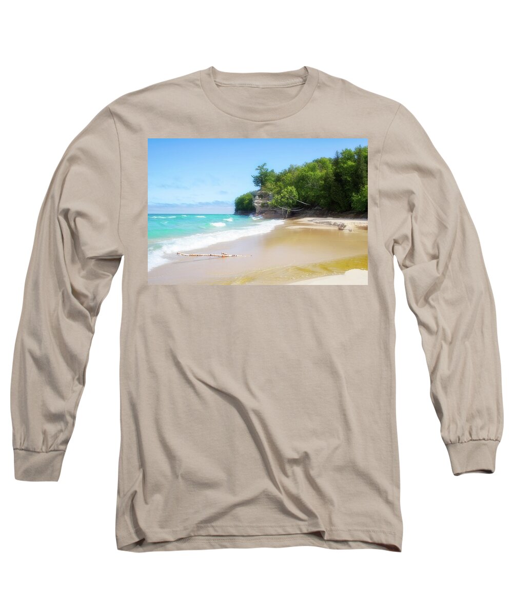 Day Long Sleeve T-Shirt featuring the photograph Chapel Beach on Lake Superior by Robert Carter