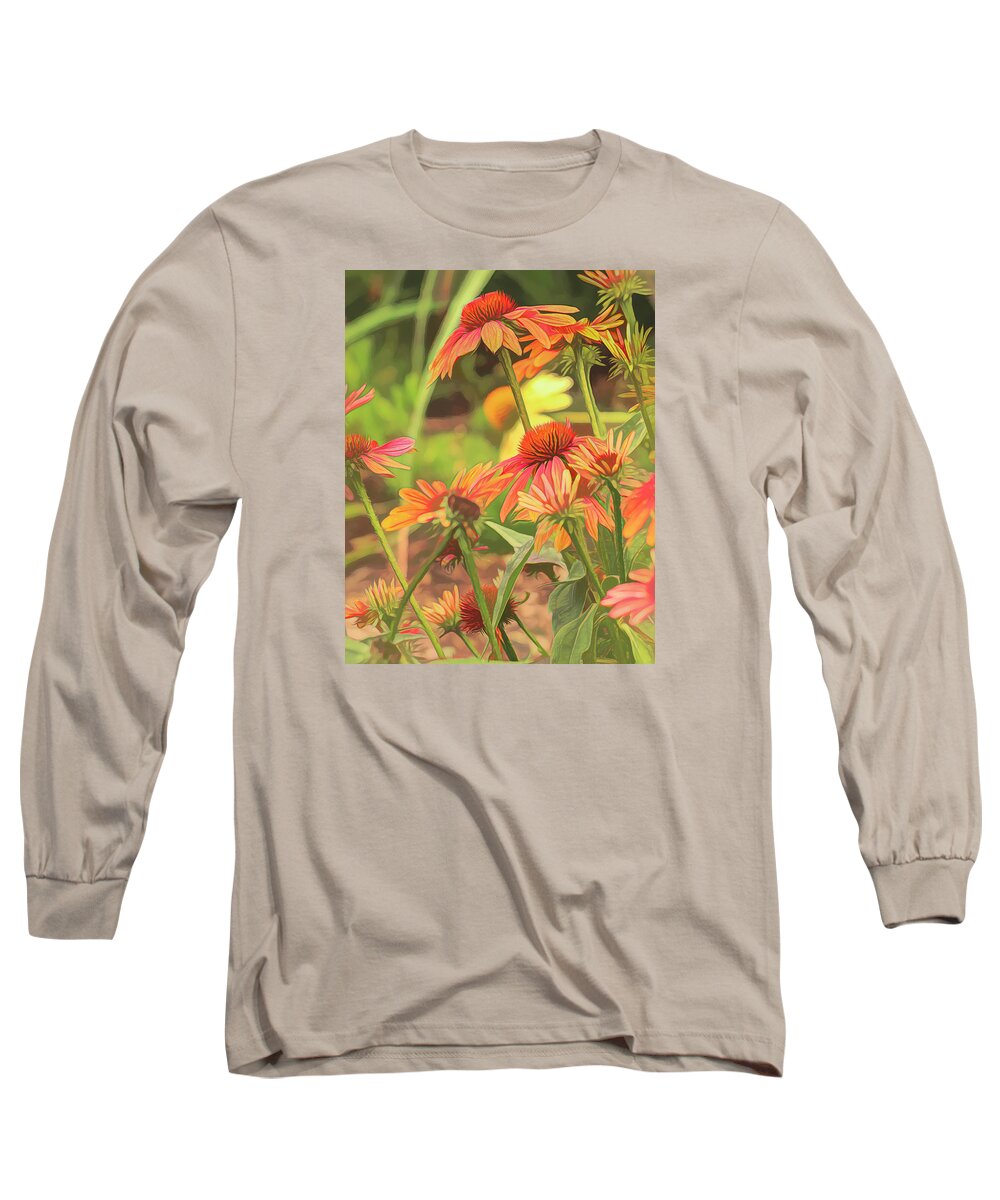 Echinacea Long Sleeve T-Shirt featuring the photograph Echinacea Garden by Lorraine Baum