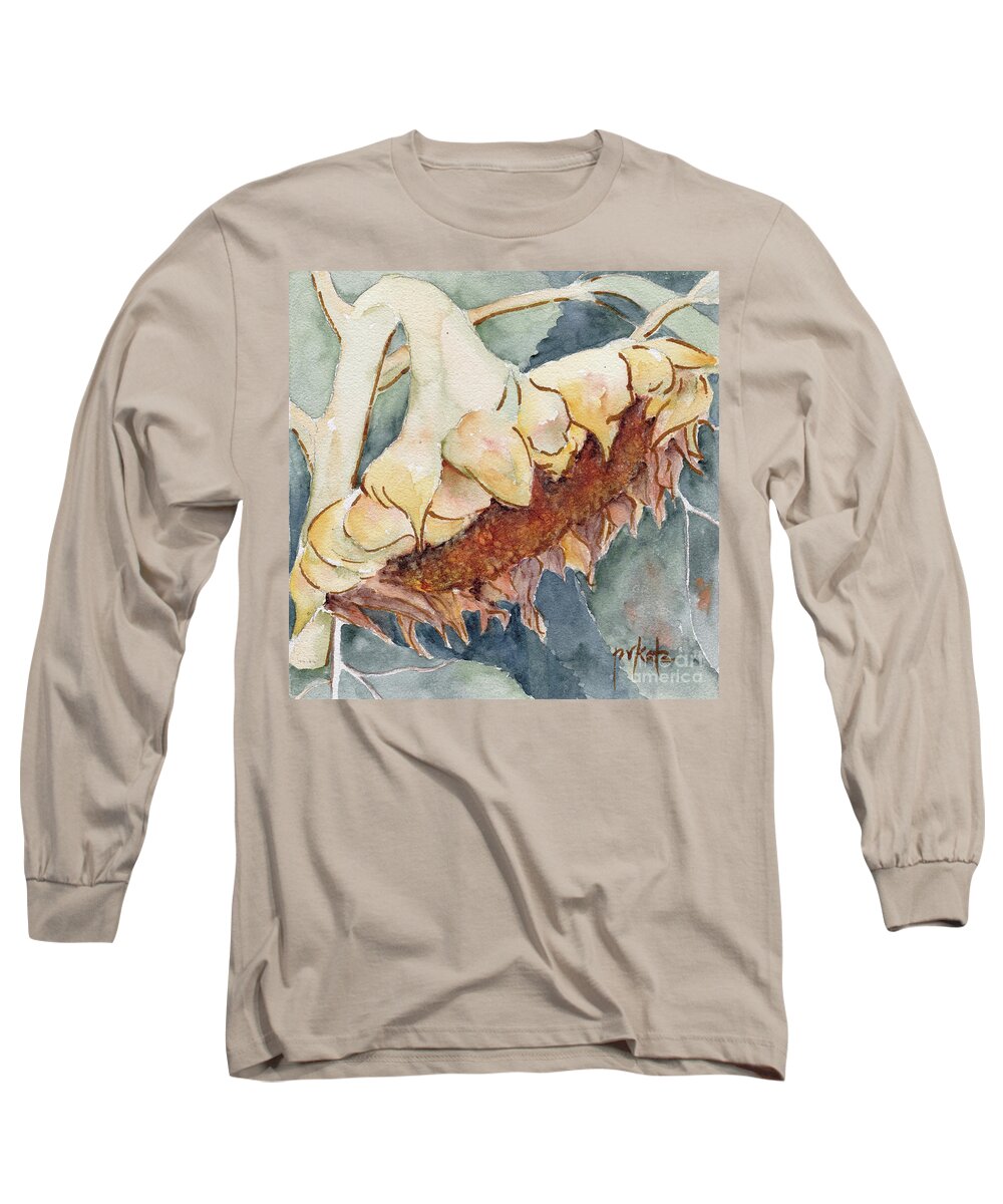 Impressionism Long Sleeve T-Shirt featuring the painting End Of Season Sunflower by Pat Katz