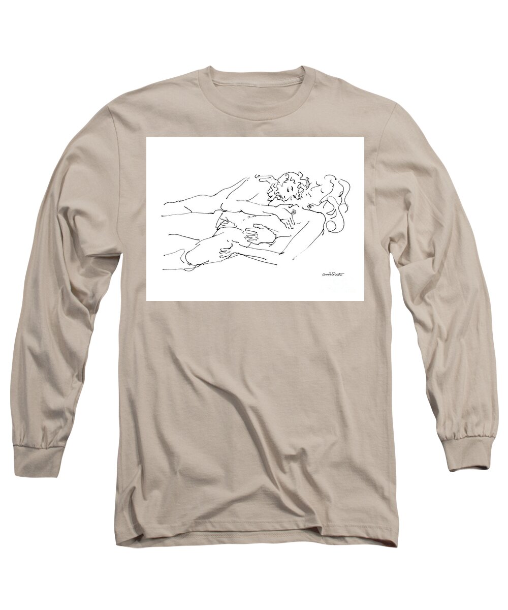 Erotic Renderings Long Sleeve T-Shirt featuring the drawing Erotic-Drawings-22 by Gordon Punt