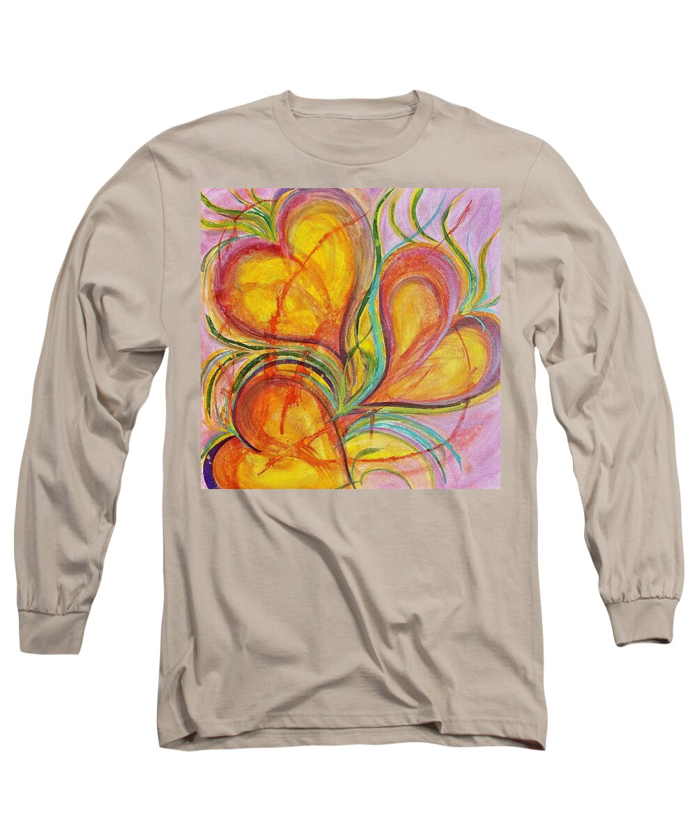 Hearts Long Sleeve T-Shirt featuring the painting Eternal Love by Deb Brown Maher