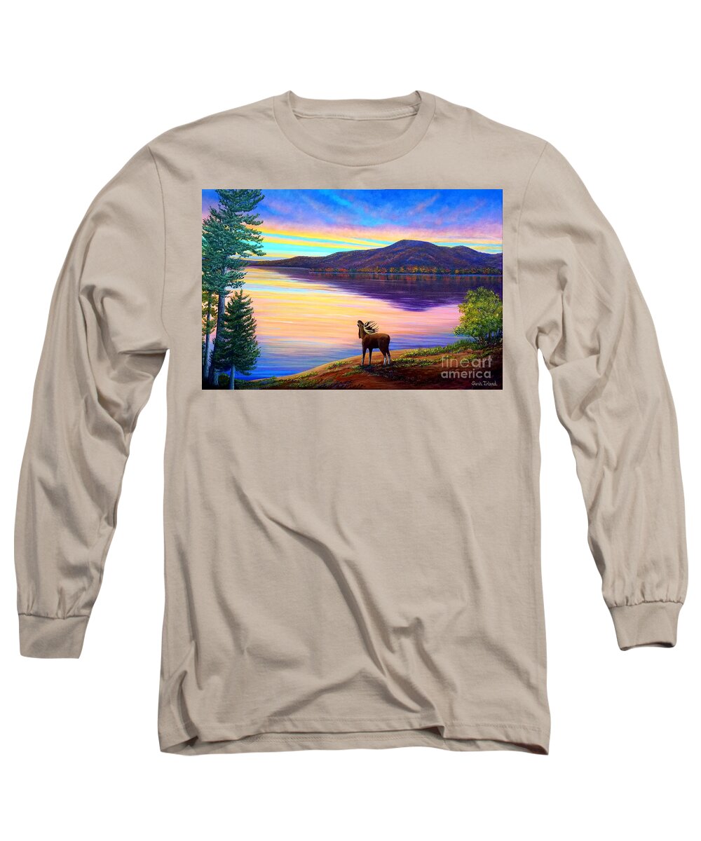 Farewell Long Sleeve T-Shirt featuring the painting Farewell to the Mountain by Sarah Irland
