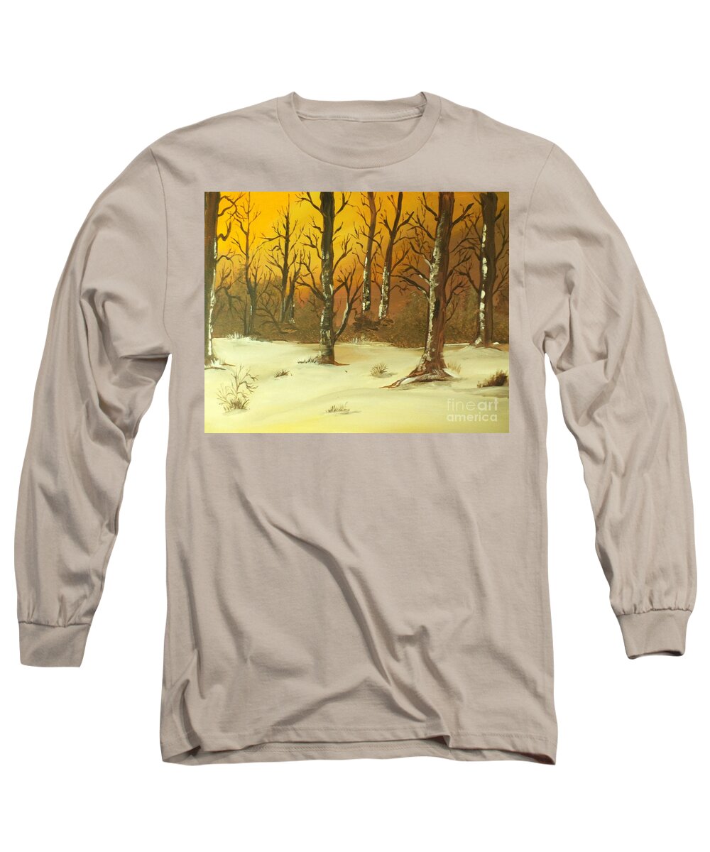 Landscape Long Sleeve T-Shirt featuring the painting Fiery Morn painting # 156 by Donald Northup