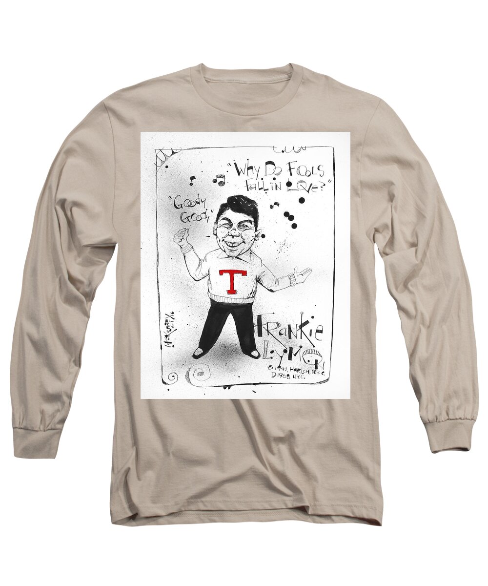  Long Sleeve T-Shirt featuring the drawing Frankie Lymon by Phil Mckenney
