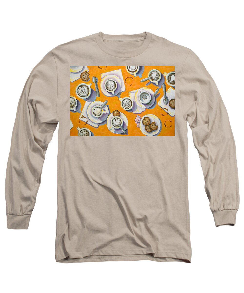 Coffee Art Long Sleeve T-Shirt featuring the painting Fueling Up by Amy Giacomelli