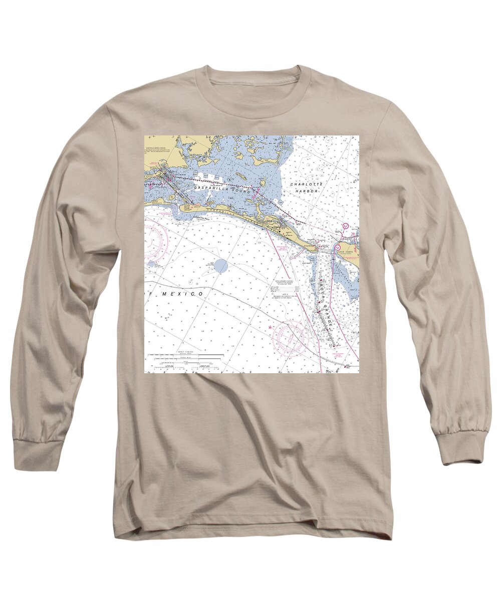 Gasparilla Island Florida Long Sleeve T-Shirt featuring the digital art Gasparilla Island Florida, NOAA Chart 11425_1 by Nautical Chartworks