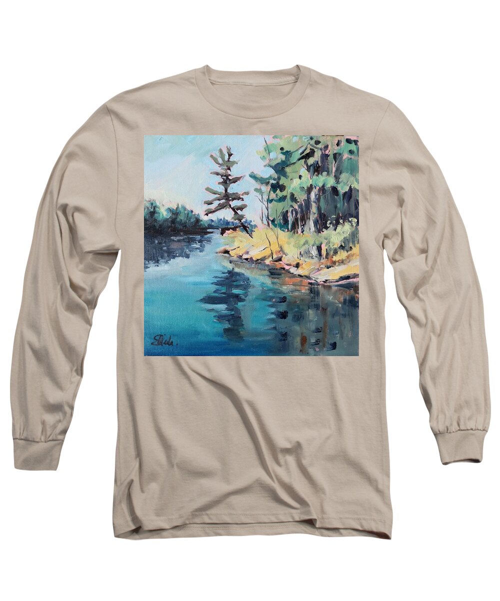 Landscape Long Sleeve T-Shirt featuring the painting Georgian Bay by Sheila Romard