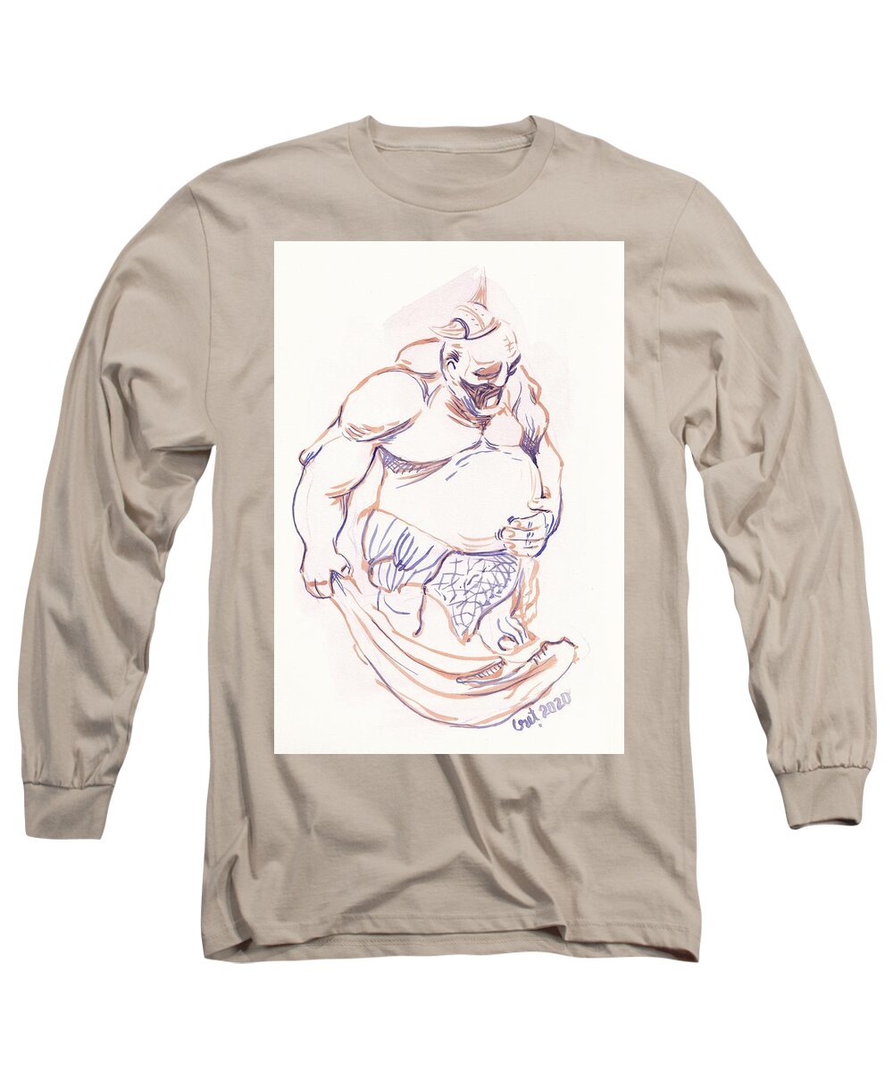 Miniature Long Sleeve T-Shirt featuring the painting Giant by George Cret