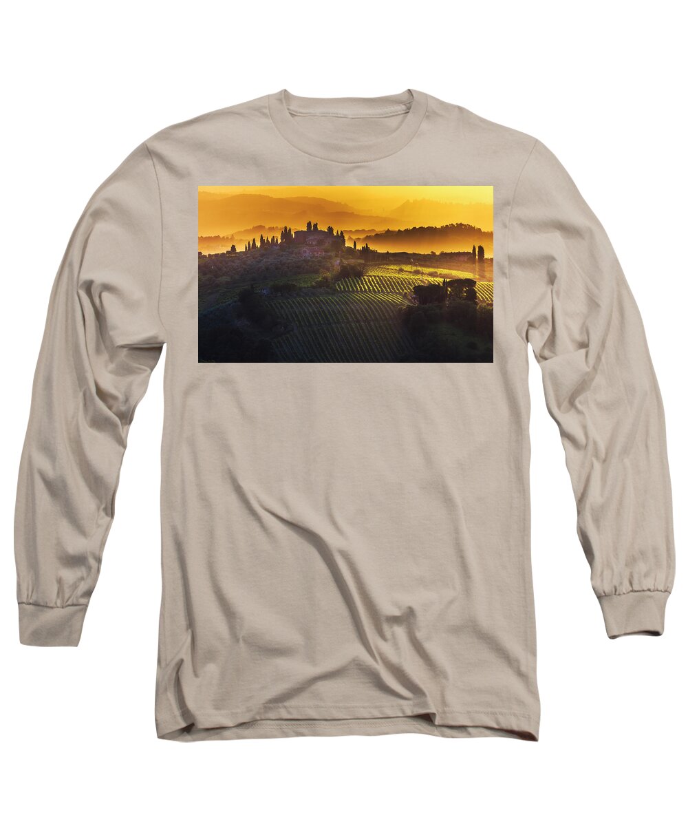 Italy Long Sleeve T-Shirt featuring the photograph Golden Tuscany by Evgeni Dinev