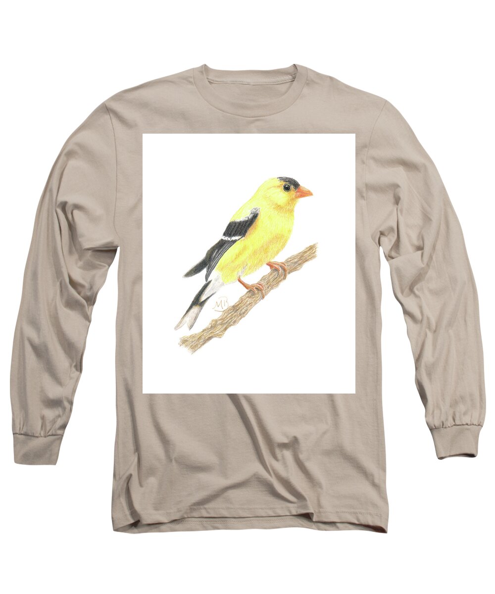 Bird Long Sleeve T-Shirt featuring the painting Goldfinch by Monica Burnette