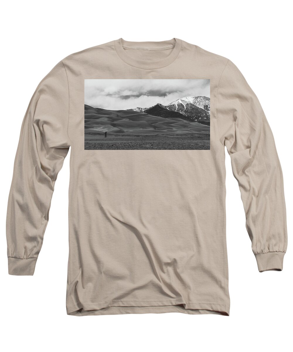  Long Sleeve T-Shirt featuring the photograph Greatness of Sand Dunes BW by William Boggs