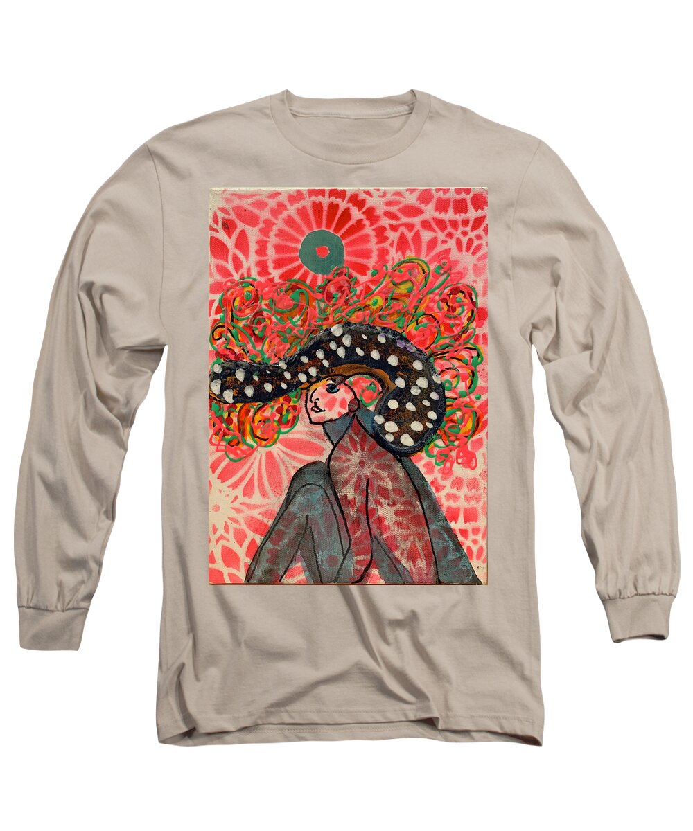 Pink Long Sleeve T-Shirt featuring the painting Groovy by Leslie Porter