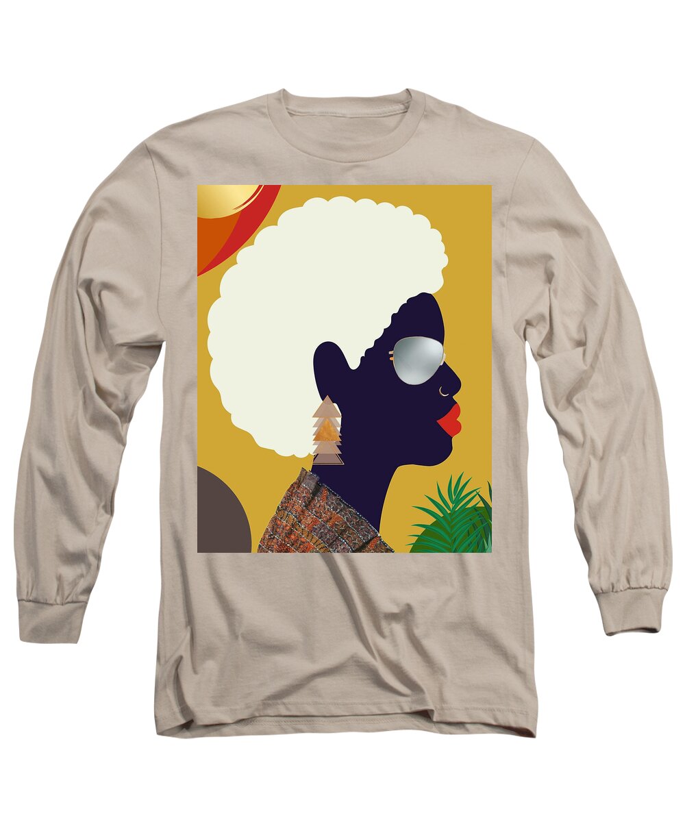 Hafsa Long Sleeve T-Shirt featuring the mixed media Hafsah by Canessa Thomas