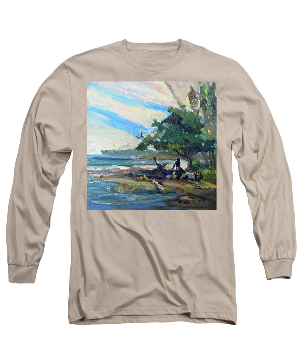 Caribbean Coast Long Sleeve T-Shirt featuring the painting Her Favorite Spot by John McCormick