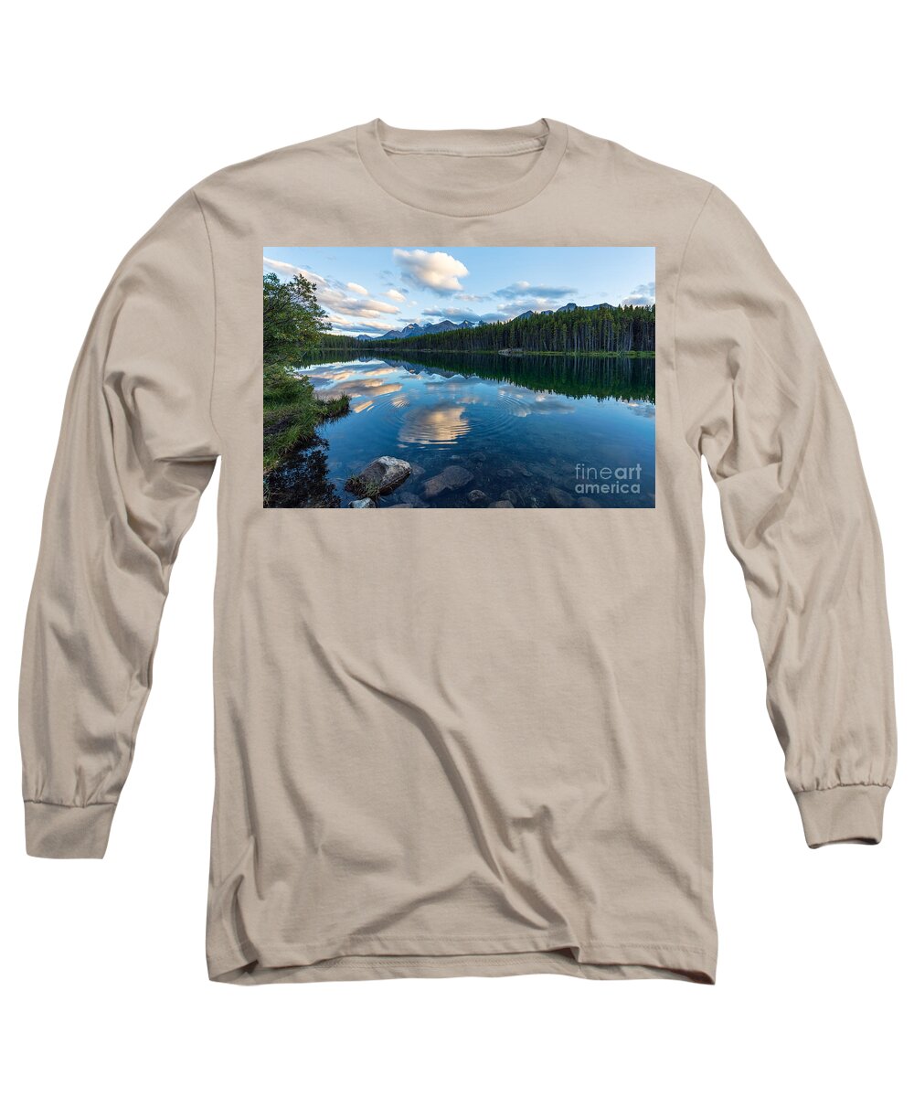 Photography Long Sleeve T-Shirt featuring the photograph Herbert Lake Ripples and Rock by Alma Danison