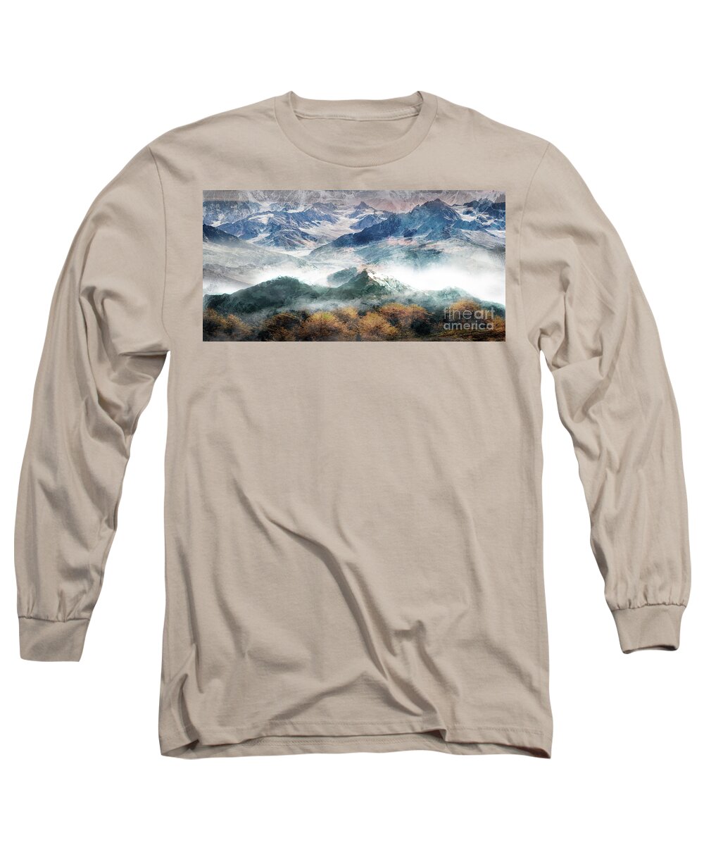 Colorado Long Sleeve T-Shirt featuring the digital art High Mountain Fall by Deb Nakano