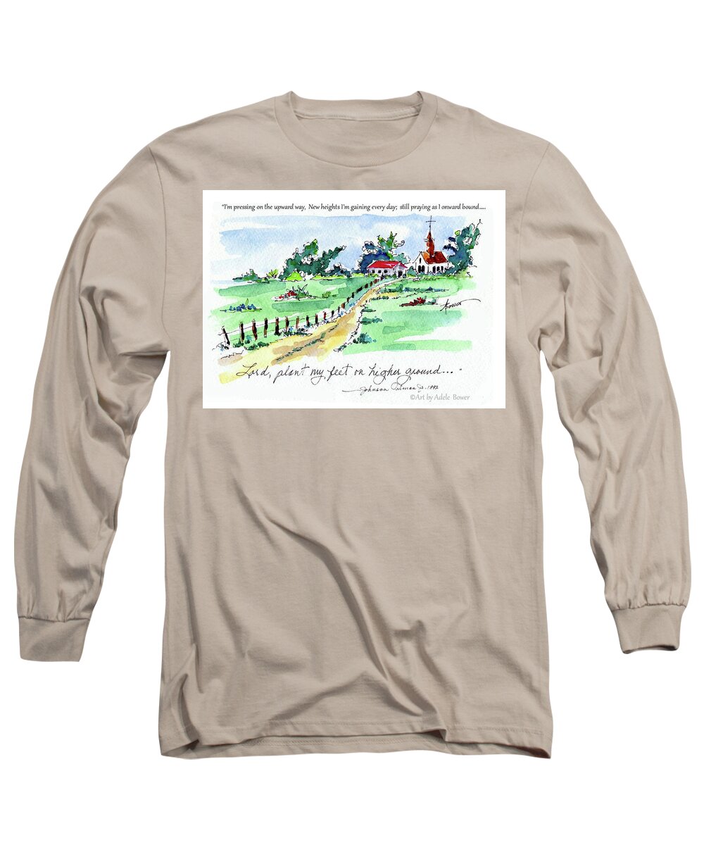 Christian Long Sleeve T-Shirt featuring the painting Higher Ground by Adele Bower