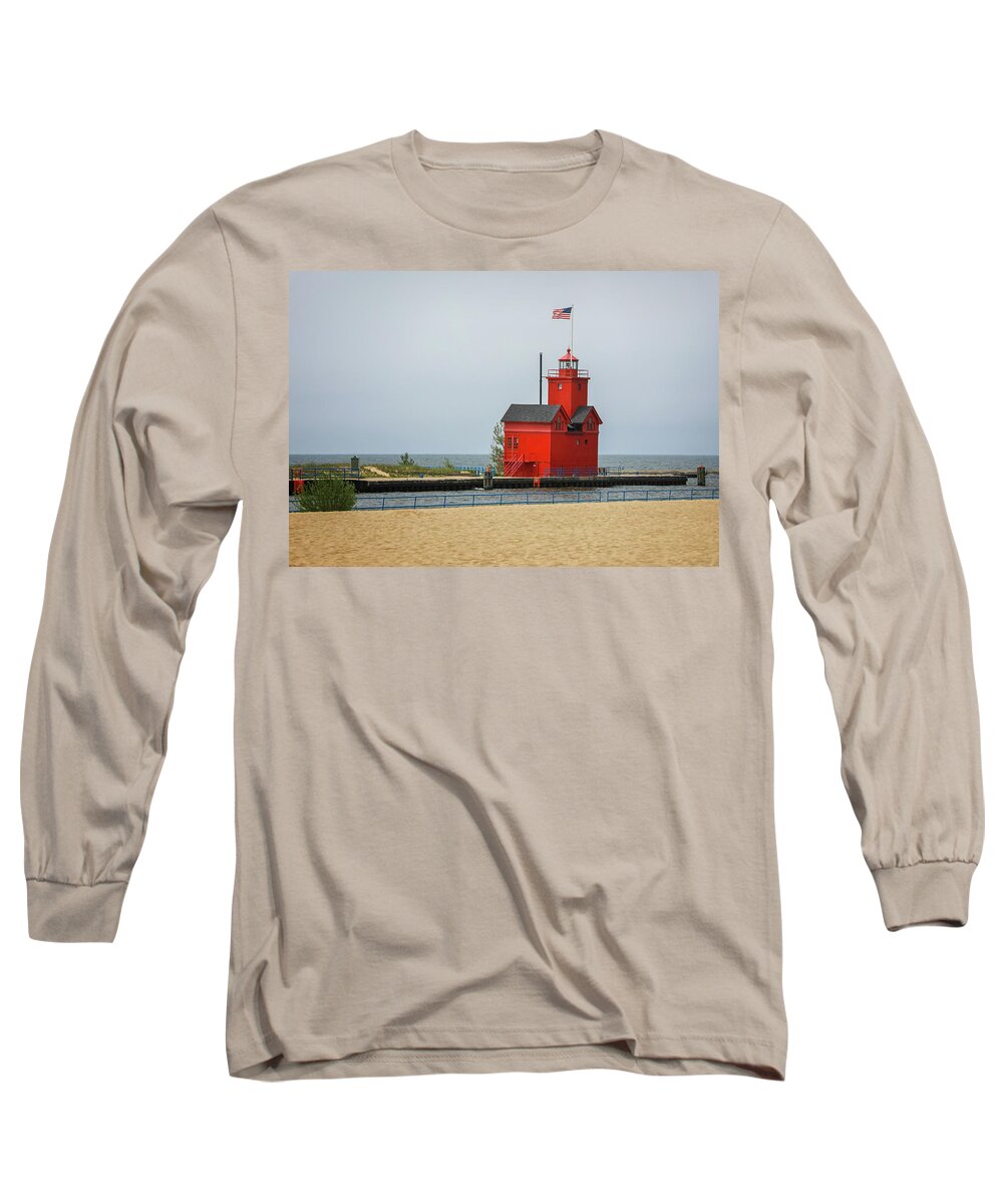 Holland Harbor Light Long Sleeve T-Shirt featuring the photograph Holland Harbor Light by Dan Sproul