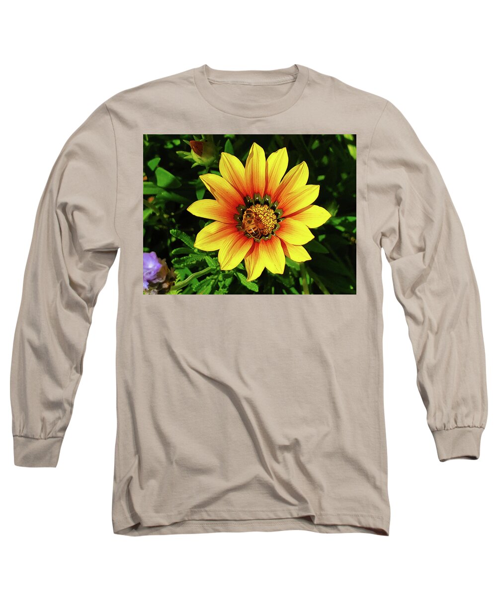 Yellow Long Sleeve T-Shirt featuring the photograph Honey Bee in the Middle by Marcus Jones