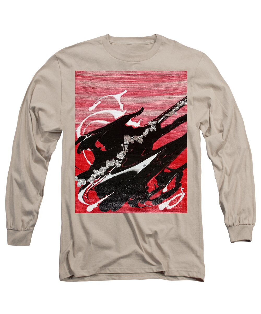 Abstract Art Long Sleeve T-Shirt featuring the mixed media Intensity 3 by Nereida Rodriguez