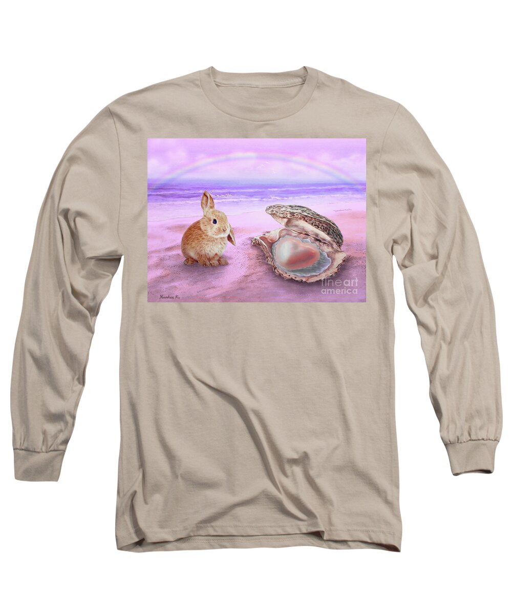 Oyster Long Sleeve T-Shirt featuring the painting Iridescent Love by Yoonhee Ko