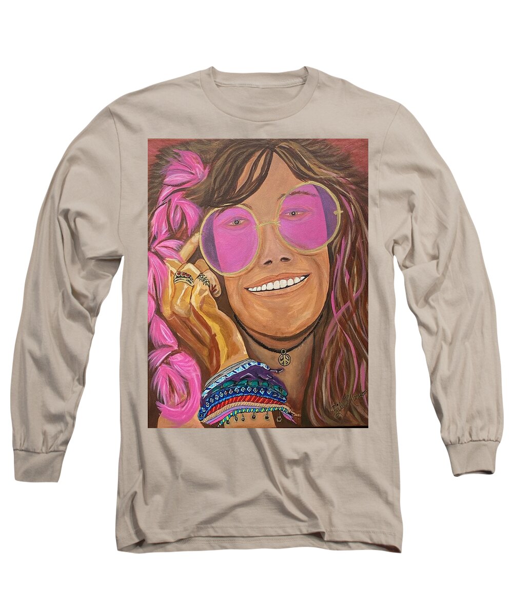  Long Sleeve T-Shirt featuring the painting Janis Joplin by Bill Manson