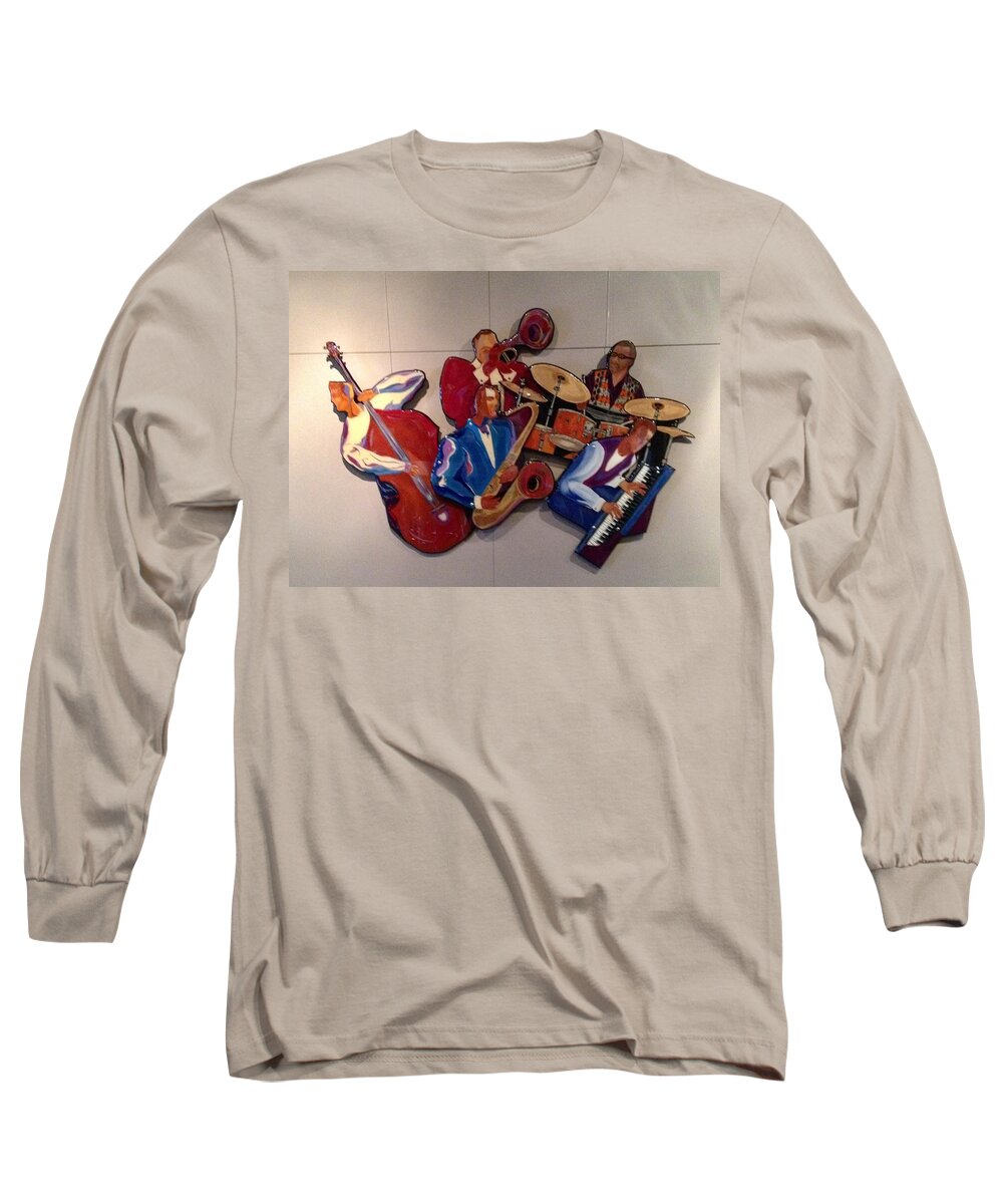 Jazz Long Sleeve T-Shirt featuring the painting Jazz Ensemble V-custom by Bill Manson