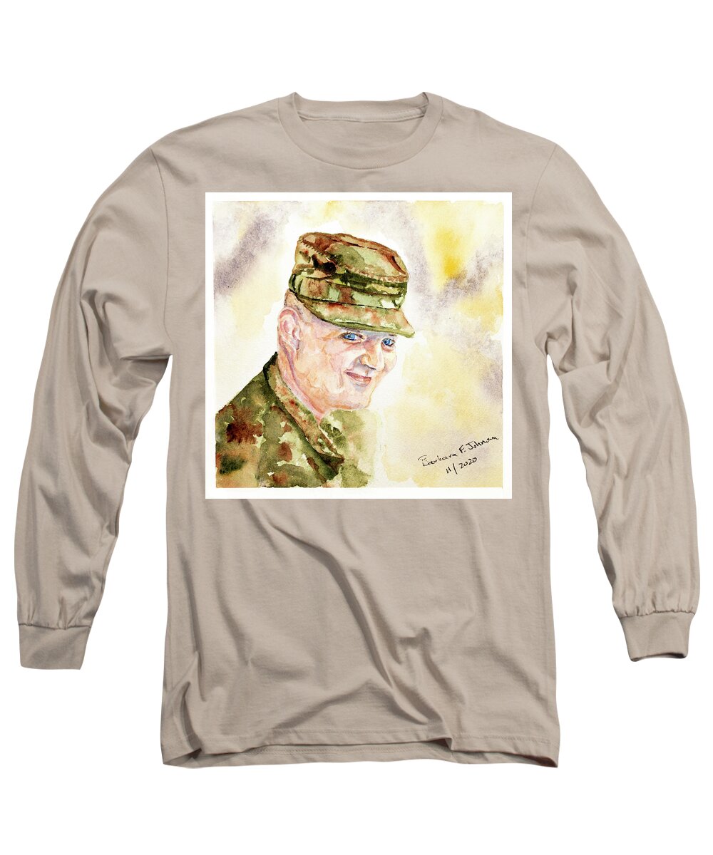 Military Long Sleeve T-Shirt featuring the painting Justin by Barbara F Johnson