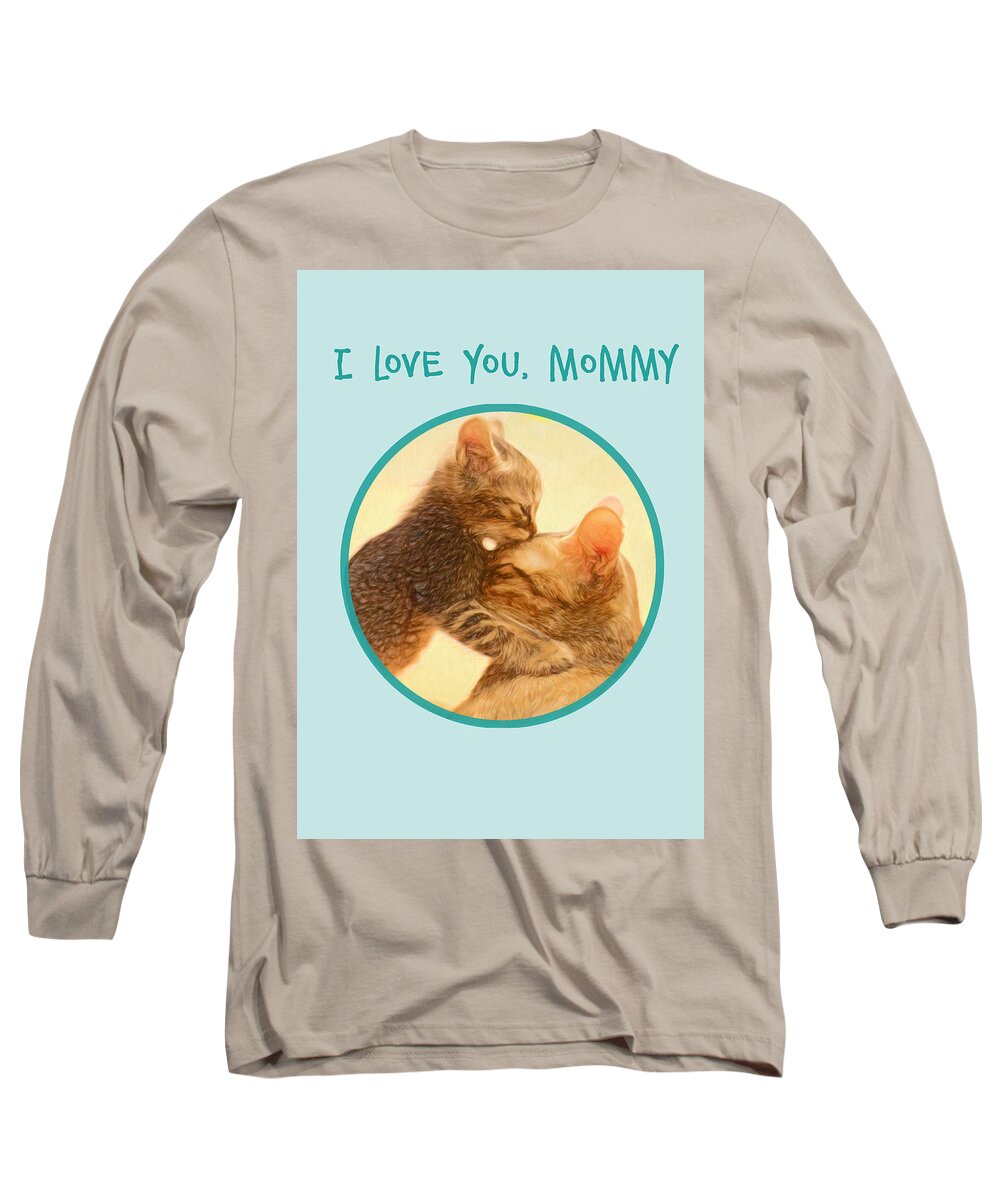 Cat Long Sleeve T-Shirt featuring the mixed media Kitty Love by Moira Law