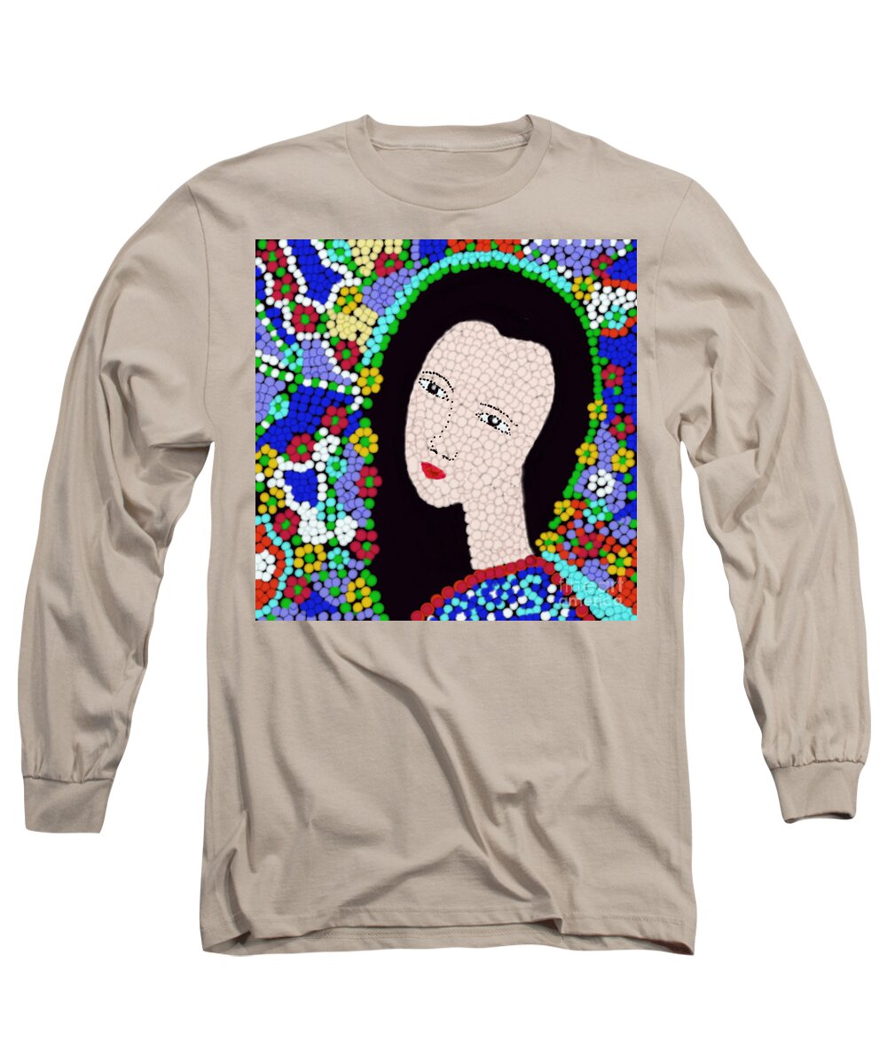 Mosaic Long Sleeve T-Shirt featuring the digital art Lady in Mosaic by Elaine Hayward