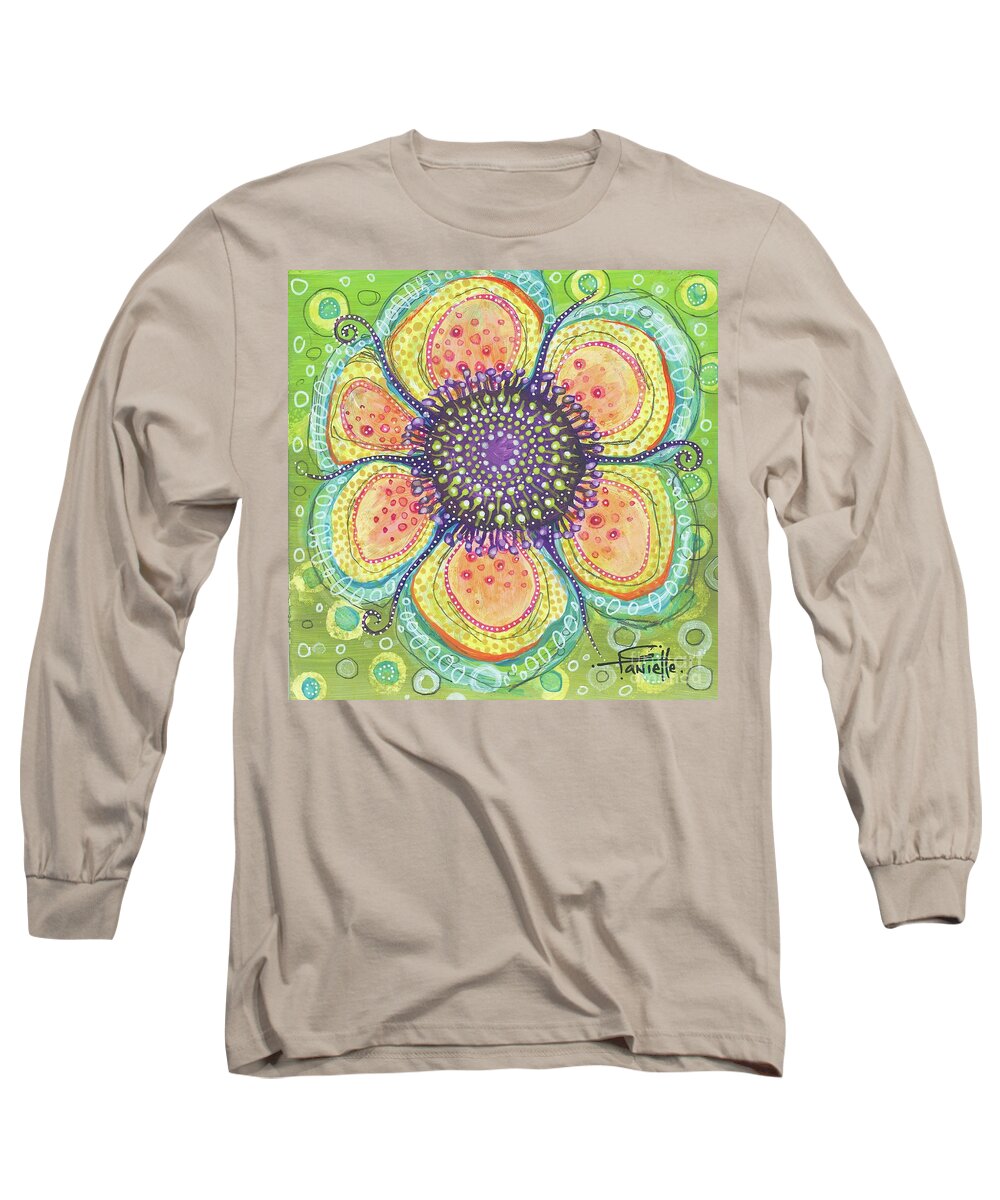 Flower Painting Long Sleeve T-Shirt featuring the painting Letting Go by Tanielle Childers