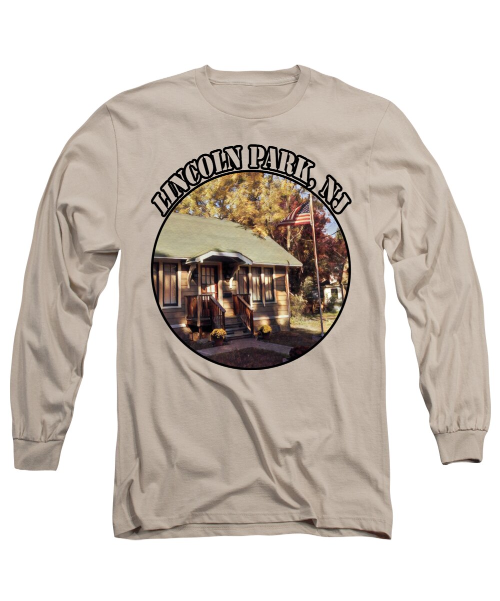 Lincoln Park Long Sleeve T-Shirt featuring the painting Lincoln Park NJ Retro Design 1 by Christopher Lotito